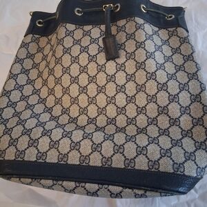 Gucci Authentic, Vintage Blue & Beige Monogram Shoulder Bag  (No Strap)